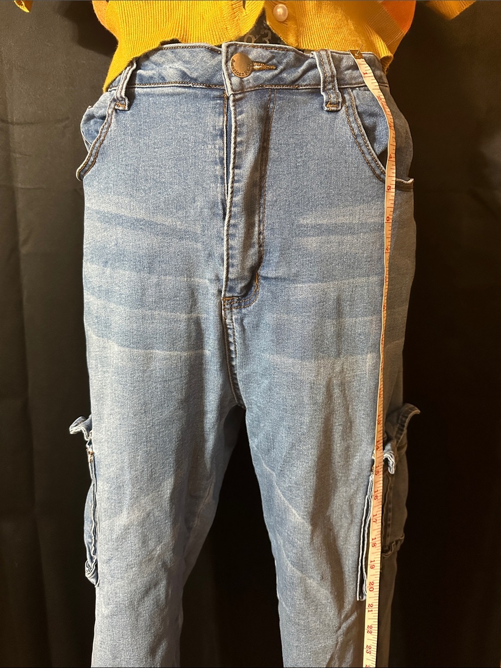 American Bazi Relaxed Light Blue Women's Cargo Jeans